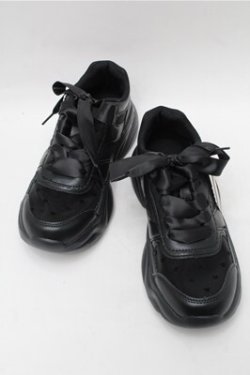 画像1: m petit by misako / AMハートガラチュールスニーカー  黒 S-25-09-06-015-LO-SH-HR-ZS