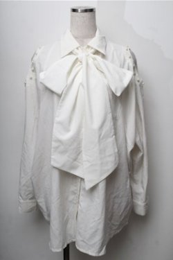 画像1: MA*RS / 肩開きパール長袖ブラウス  白 S-25-09-06-022-EL-BL-HR-ZS