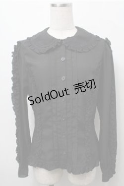 画像1: metamorphose / フリルカラーブラウス  黒 S-25-09-06-028-ME-BL-HR-ZS