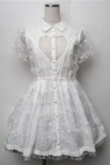 LIZ LISA / ドットチュールハートデザインワンピース  白 S-25-09-06-031-LO-OP-HR-ZT069