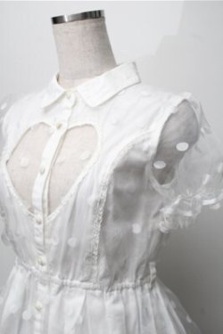 画像3: LIZ LISA / ドットチュールハートデザインワンピース  白 S-25-09-06-031-LO-OP-HR-ZS