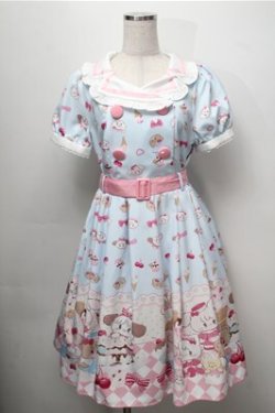 画像1: axes femme kawaii / mikko illustration × axes femme KAWAII ダイナーカフェワンピース  サックス S-25-09-07-038-AX-OP-AS-ZS