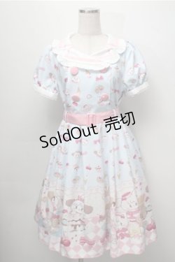 画像1: axes femme kawaii / mikko illustration × axes femme KAWAII ダイナーカフェワンピース  サックス S-25-09-07-038-AX-OP-AS-ZS
