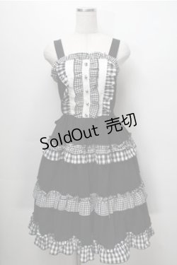 画像1: axes femme kawaii / カントリーチェックジャンスカ  黒ｘ白 S-25-09-07-041-AX-OP-AS-ZS