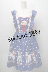 Angel’s Heart（海外ロリータブランド） / Little Sheep Baa Polka Dot ジャンパースカート  青 S-25-09-07-051-LO-OP-HR-ZS