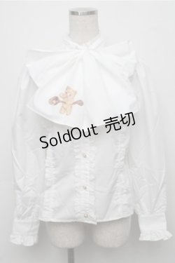 画像1: axes femme kawaii / スプーン持ちのクマさんブラウス M 白 S-25-09-07-011-AX-BL-AS-ZS