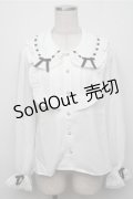 axes femme kawaii / 梯子レース丸襟ブラウス  白 S-25-09-07-012-AX-BL-AS-ZS