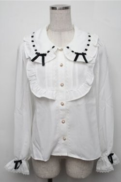 画像1: axes femme kawaii / 梯子レース丸襟ブラウス  白 S-25-09-07-012-AX-BL-AS-ZS