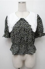 画像1: axes femme POETIQUE / ビッグフリル襟リボンブラウス  黒 S-25-09-07-020-AX-BL-AS-ZS (1)