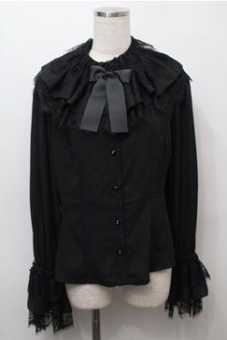 画像1: AND ROMEO / 襟レースブラウス  黒 S-25-09-07-022-LO-BL-HR-ZS