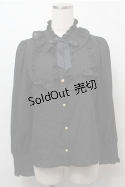 画像1: axes femme kawaii / スタンド襟フリルブラウス  黒 S-25-09-07-023-AX-BL-HR-ZS