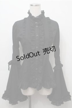 画像1: ATELIER PIERROT / スタンドカラー姫袖ブラウス  黒 S-25-09-07-024-EL-BL-AS-ZS