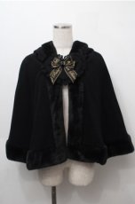 画像1: BABY,THE STARS SHINE BRIGHT / ハートうさみみファーケープ  黒 S-25-09-07-025-BA-CO-AS-ZS (1)