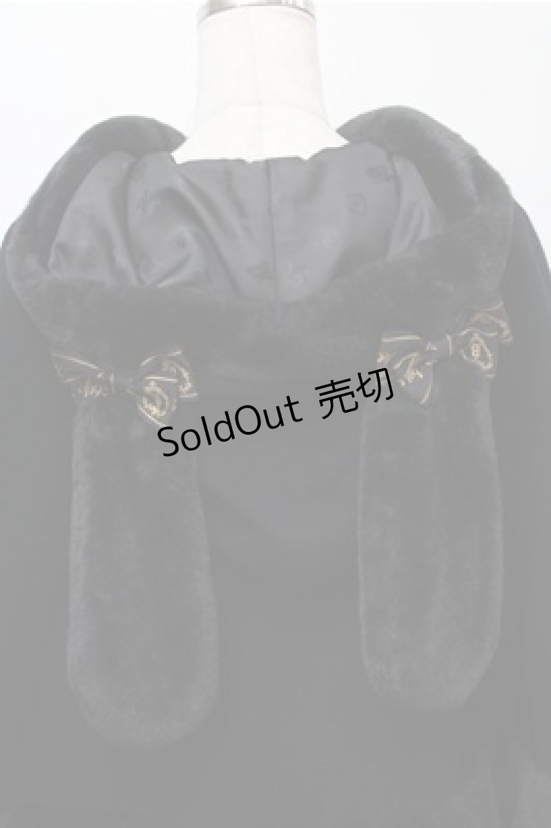 画像4: BABY,THE STARS SHINE BRIGHT / ハートうさみみファーケープ  黒 S-25-09-07-025-BA-CO-AS-ZS (4)