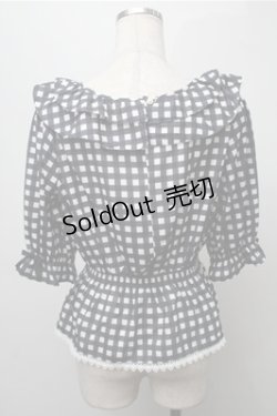 画像2: axes femme kawaii / フリル襟シャーリングブラウス  黒ｘ白 S-25-09-07-031-AX-BL-AS-ZS