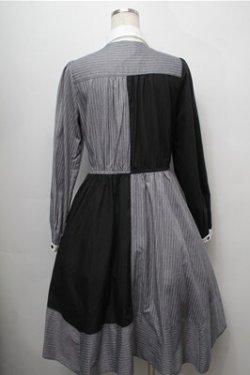 画像2: axes femme POETIQUE / ストライプ切替シャツワンピース  グレーｘ黒 S-25-09-07-032-AX-OP-AS-ZS