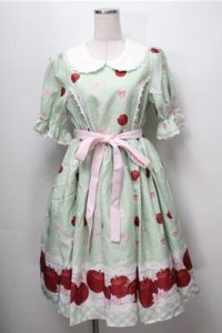 Chalmiere / スウィーティアップルワンピース  グリーン S-25-09-07-037-AX-OP-AS-ZS