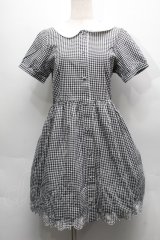 Fi.n.t / 裾マリン刺 ギンガムワンピース  黒ｘ白 S-25-09-10-050-CA-OP-HR-ZT100