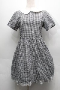 Fi.n.t / 裾マリン刺 ギンガムワンピース  黒ｘ白 S-25-09-10-050-CA-OP-HR-ZT100