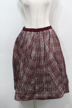 画像1: axes femme / コーデュロイチェックスカート  ワイン S-25-09-10-056-AX-SK-AS-ZS
