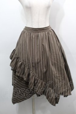画像1: axes femme / ストライプ柄イレヘムスカート  ブラウン S-25-09-10-057-AX-SK-AS-ZS