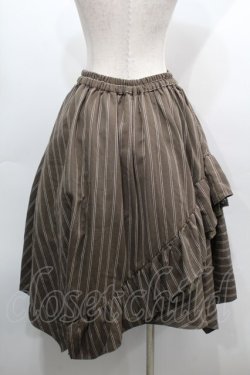 画像2: axes femme / ストライプ柄イレヘムスカート  ブラウン S-25-09-10-057-AX-SK-AS-ZS