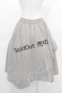 画像2: axes femme / ストライプ柄イレヘムスカート  ブラウン S-25-09-10-057-AX-SK-AS-ZS