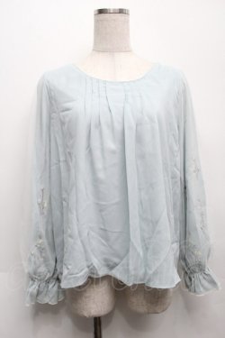 画像1: axes femme / 花刺繍ｘチュールブラウス  グリーン S-25-09-10-017-AX-BL-AS-ZS