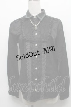 画像1: axes femme / 襟取り外しフリルブラウス  黒 S-25-09-10-021-AX-BL-AS-ZS