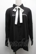 NieR Clothing / ボウタイ付シフォンブラウス  黒ｘ白 S-25-09-10-022-PU-BL-HR-ZS