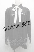 NieR Clothing / ボウタイ付シフォンブラウス  黒ｘ白 S-25-09-10-022-PU-BL-HR-ZI