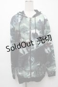 NieR Clothing / 転写ZIPパーカー  グリーン S-25-09-10-033-PU-TO-HR-ZI