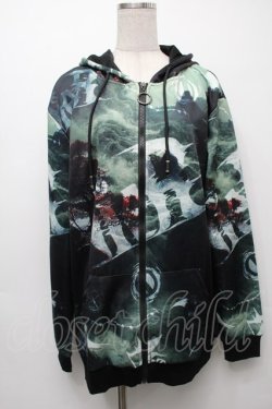 画像1: NieR Clothing / 転写ZIPパーカー  グリーン S-25-09-10-033-PU-TO-HR-ZS