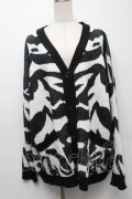 NieR Clothing / ゼブラ柄ニットカーディガン  黒ｘ白 S-25-09-10-035-PU-TO-HR-ZS