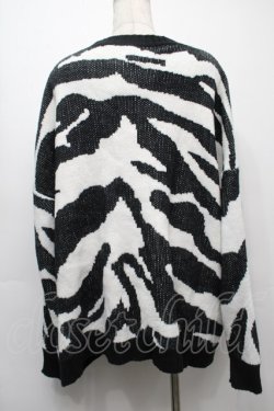 画像2: NieR Clothing / ゼブラ柄ニットカーディガン  黒ｘ白 S-25-09-10-035-PU-TO-HR-ZS