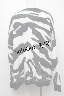画像2: NieR Clothing / ゼブラ柄ニットカーディガン  黒x白 S-25-09-10-035-PU-TO-HR-ZS