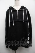 NieR Clothing / プリントフード重ねプルオーバー  黒ｘ白 S-25-09-11-036-PU-TO-HR-ZS