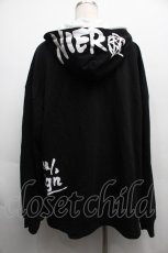 画像2: NieR CLOTHING / プリントフード重ねプルオーバー  黒ｘ白 S-25-09-11-036-PU-TO-HR-ZI (2)