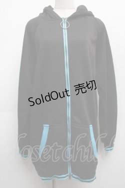 画像1: NieR Clothing / ネコミミフードパーカー  黒xブルー S-25-09-11-037-PU-TO-HR-ZI