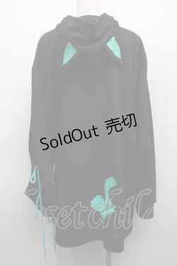 画像2: NieR Clothing / シエルなりきりBRAID×WIDE SLEEVE PARKA【猫耳付き】 パーカー  黒xグリーン S-25-09-11-038-PU-TO-HR-ZI