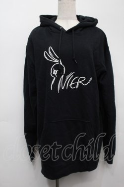 画像1: NieR Clothing / プリントフード付きプルオーバー  黒 S-25-09-11-041-PU-TO-HR-ZS