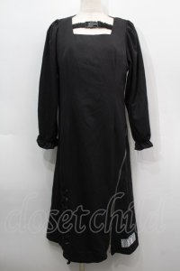 NieR Clothing / ZIPｘ編み上げワンピース  黒 S-25-09-11-043-PU-OP-HR-ZI