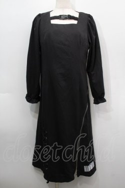 画像1: NieR Clothing / ZIPｘ編み上げワンピース  黒 S-25-09-11-043-PU-OP-HR-ZS
