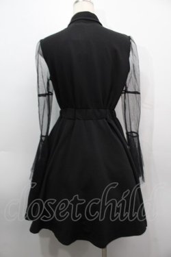 画像2: NieR Clothing / 刺繍チュール袖ワンピース  黒 S-25-09-11-044-PU-OP-HR-ZS