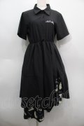 NieR Clothing / ねこのおしゅしプリントワンピース  黒 S-25-09-11-045-PU-OP-HR-ZS