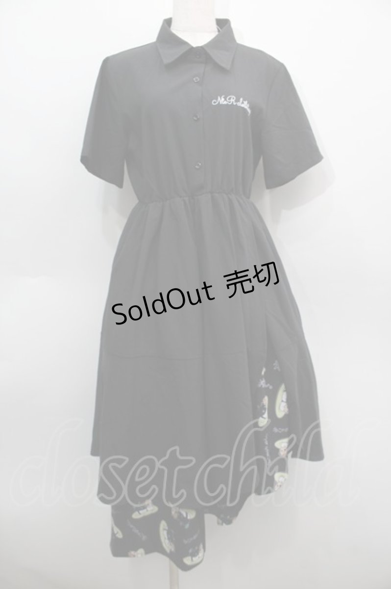画像1: NieR CLOTHING / ねこのおしゅしプリントワンピース  黒 S-25-09-11-045-PU-OP-HR-ZI (1)