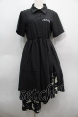 NieR Clothing / ねこのおしゅしプリントワンピース  黒 S-25-09-11-045-PU-OP-HR-ZI