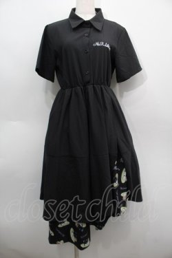 画像1: NieR Clothing / ねこのおしゅしプリントワンピース  黒 S-25-09-11-045-PU-OP-HR-ZS