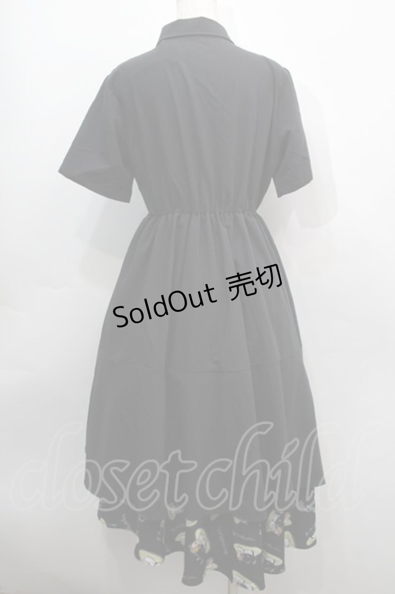 画像2: NieR CLOTHING / ねこのおしゅしプリントワンピース  黒 S-25-09-11-045-PU-OP-HR-ZI (2)