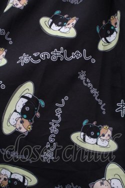 画像3: NieR Clothing / ねこのおしゅしプリントワンピース  黒 S-25-09-11-045-PU-OP-HR-ZS